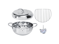 Sartén Honda De Acero Inoxidable Con Termómetro Y Tapa, 2,2 L, 20 Cm.