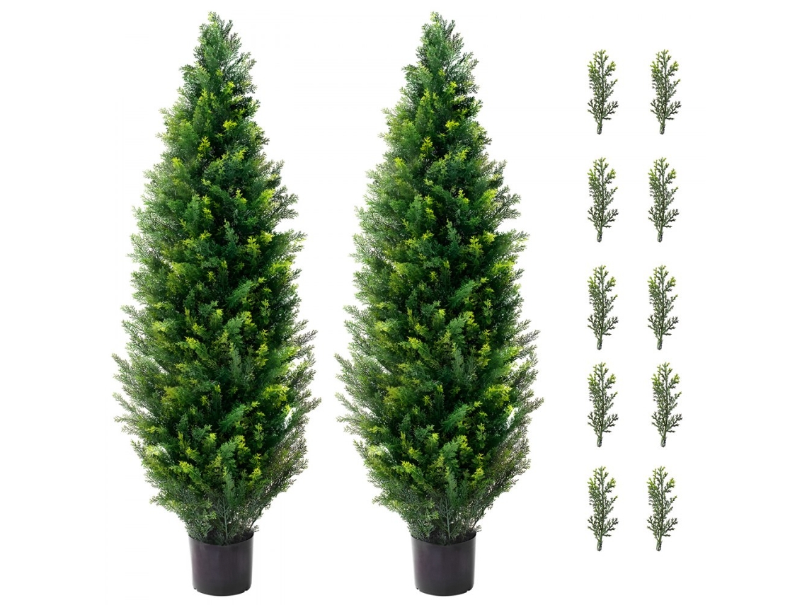 Juego de 2 cedros artificiales de 122 cm con jarrón para decoración Tekmaquinas