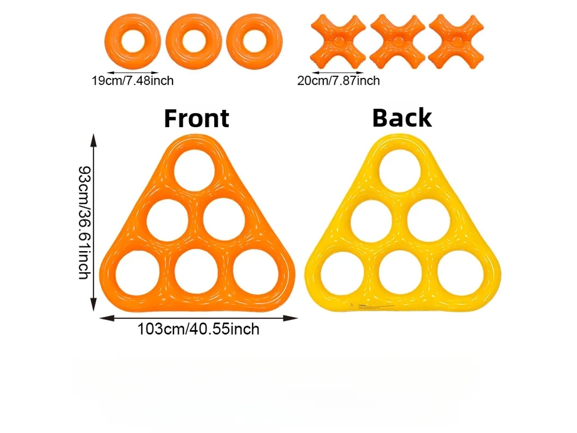 Juego Inflable de Tres en Raya para Piscina – Grande y Flotante con 6 Piezas – Interactivo para Niños y Adultos – Czhhmart Naranja