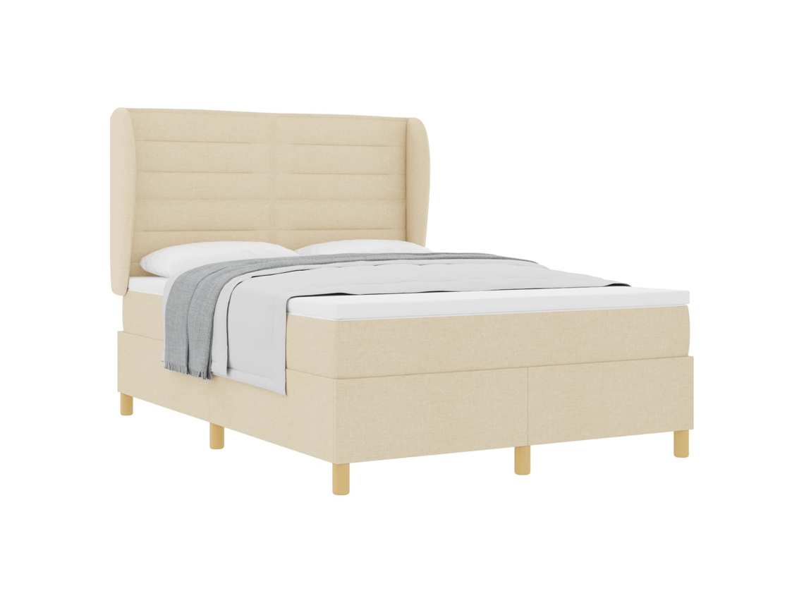 Maison Exclusive - Cama Tipo Box Spring Con Colchón Crema 190 X 140 Cm Tela