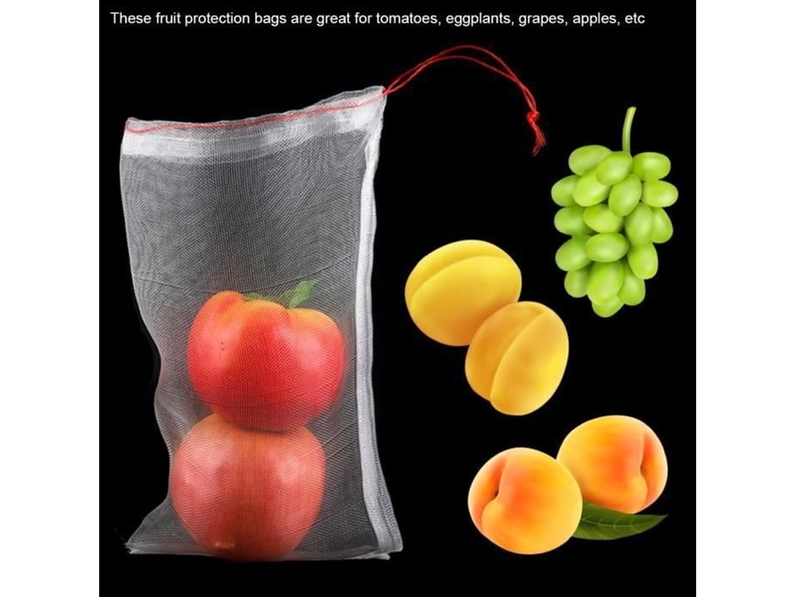 50 Sacos Malha Protetores Frutas Plantas Cordão Ajustável Resistentes Insetos Traças Ferramentas Jardinagem 25x15cm