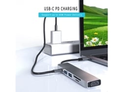 Adaptador USB C para Macbook Hub USB tipo C a 4K Hdmi Adaptador multipuerto 6 en 1 compatible con portátiles tipo C como Macbook Pro Dell DIGITALLAB