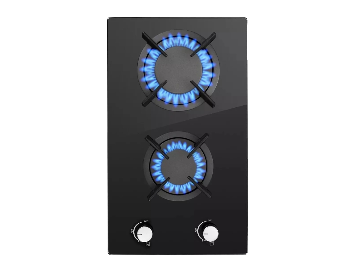 Estufa de gas de 2 quemadores, capacidad de combustible dual, vidrio cerámico fácil de limpiar, diseño OEM europeo