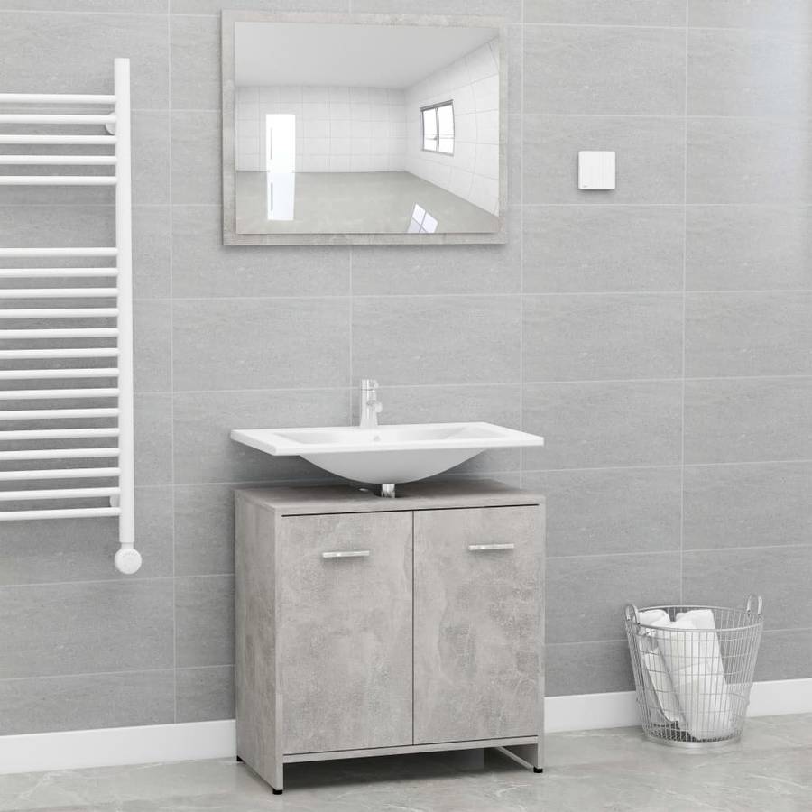 Conjunto De Muebles baño aglomerado gris vidaxl 802583