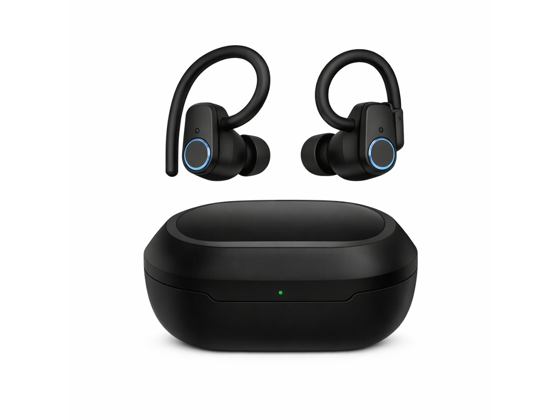 Auriculares deportivos inalámbricos Accetel EPW615B negros + estuche de carga