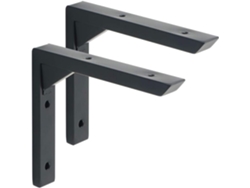 2 soportes de estante resistentes negros de 6 pulgadas con tornillos para estantes, mesas o bancos