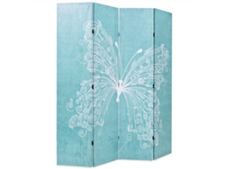 Biombo plegable | Separador de ambientes | Separador de espacios con estampado de mariposas azules 160x170 cm