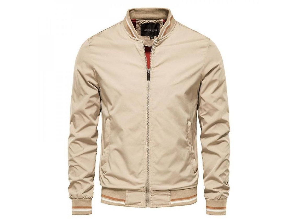 2026-chaqueta Casual Hombre Primavera Otoño Teenager Manga Larga Cremallera Tela Ligera Moda Hfk Xl Caqui