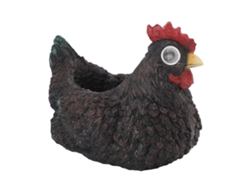 Maceta De Resina Para Suculentas Con Forma De Gallina Y Luz Solar Automática Para Jardín Exterior - Negra