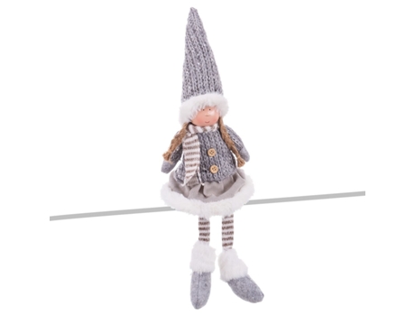 Adorno de Navidad BIGBUY CHRISTMAS Adorno Navideño Multicolor Poliresina Arena Tecido Gris (12x9X53cm)