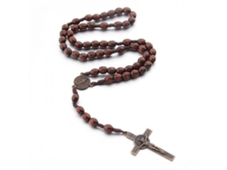 Collar Rosario Tejido A Mano Católico Cristiano Con Perlas De Madera Y Colgante De Aleación Para Regalo Religioso