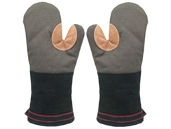2026-33773-guantes Horno Resistente Al Calor 500°f Largos De Algodón Y Cuero Gruesos Antideslizantes (gris)