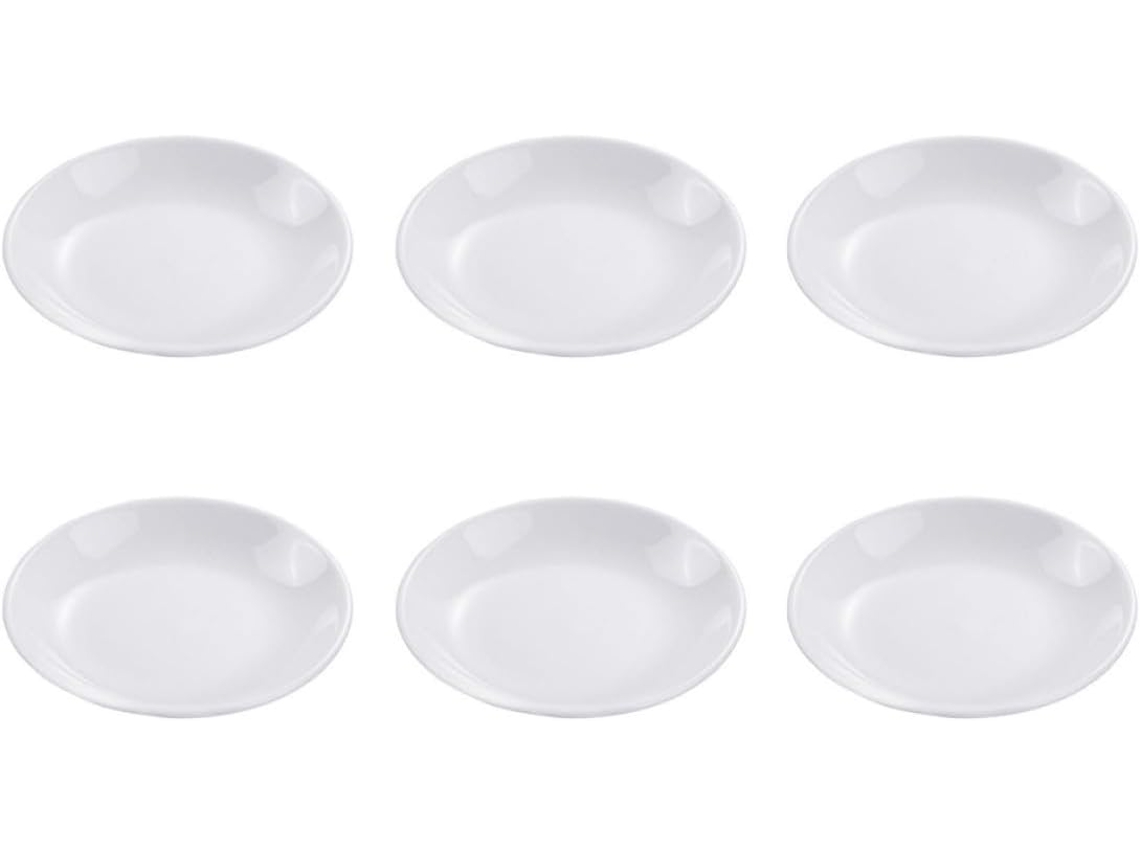 Pratos Para Molho E Porta-condimentos, Conjunto De 6 Peças Em Cerâmica Branca Maciça.