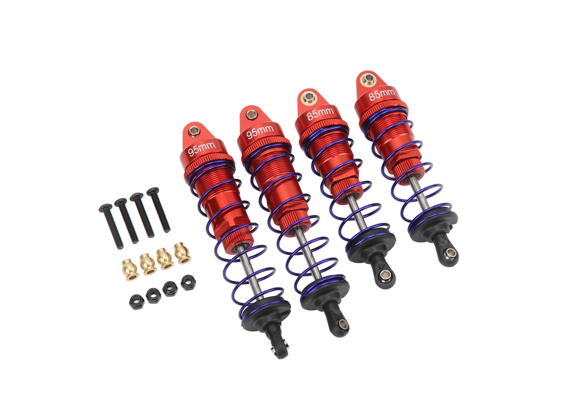 Amortiguadores Delanteros Y Traseros Rc De Aleación De Aluminio, Piezas De Mejora Para Coches Rc A Escala 1/10 Hsp Traxxas Rojo
