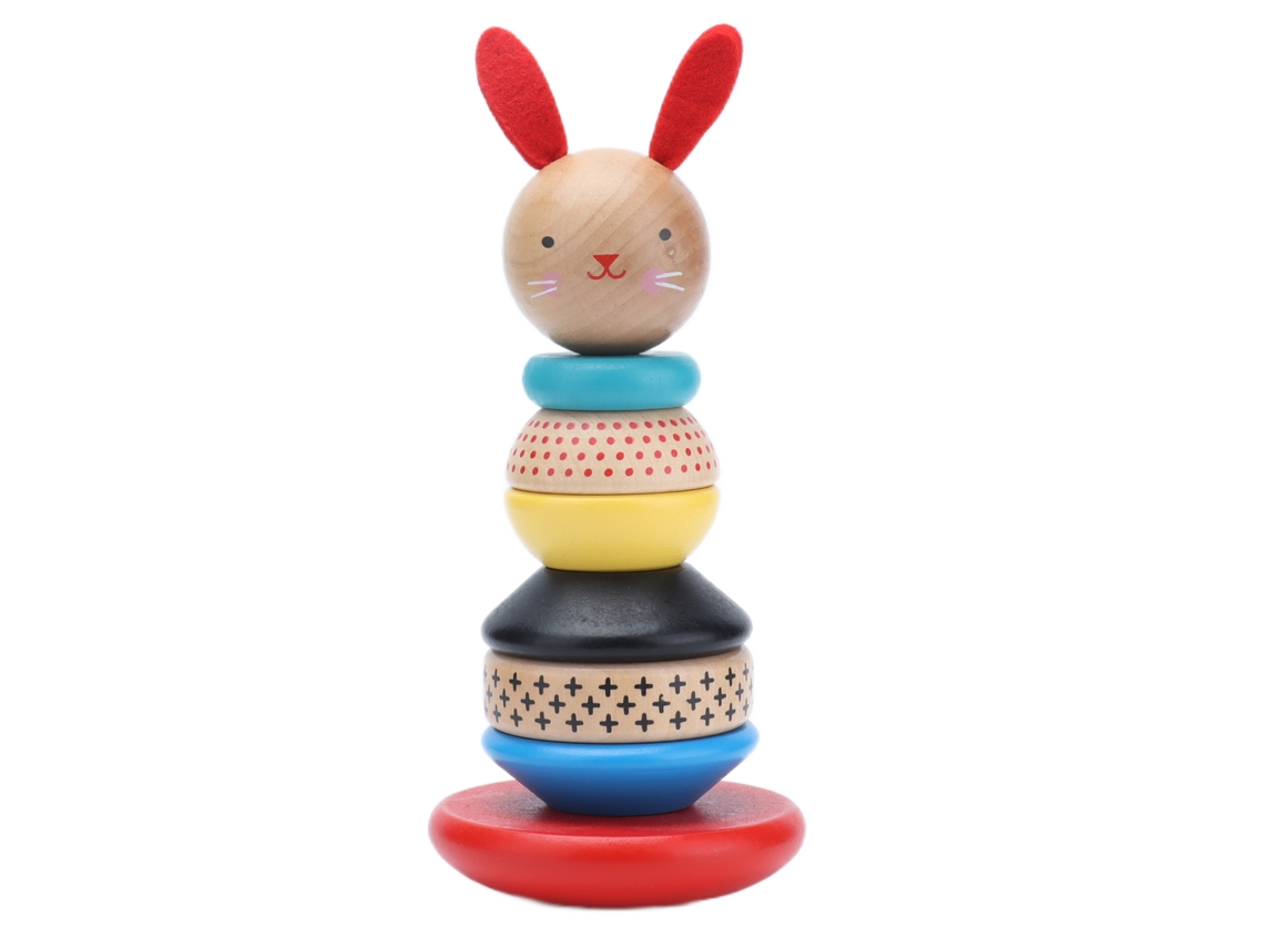Torre Arco-íris De Coelho De Madeira Brinquedo Educativo Para Crianças Pré-escolares