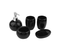 Juego de accesorios de baño de cerámica de 5 piezas, color negro.