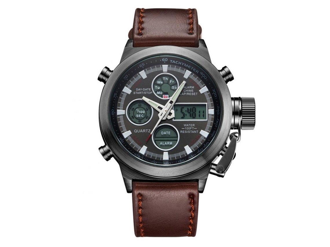 Reloj De Pulsera Para Hombre Biden Trendy De Mecanismo De Cuarzo Doble Impermeable