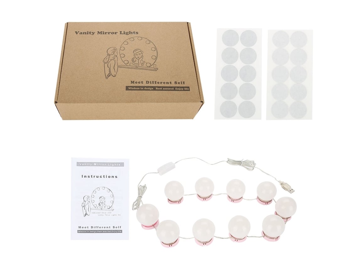 Kit De Lâmpadas Led Para Espelho De Vanidade E Farol Com Iluminação Suave E Brilho Ajustável
