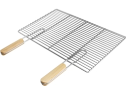 Parrilla Barbacoa Ecd Germany 54x34cm Rectángular Acero Inox 2 Mangos Madera Extraíbles
