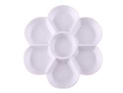 Paleta de pintura redonda de 7 celdas, paquete de 4, recipiente con forma de pétalo, para óleo, acrílico y acuarela, fácil de lavar.