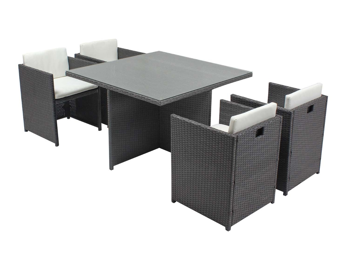 Conjunto de Comida CONCEPT U Miami 4 Personas em poli rattan Gris resina trançada