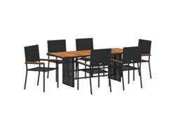 Maison Exclusive - Juego de comedor de jardín de 7 piezas de mimbre negro