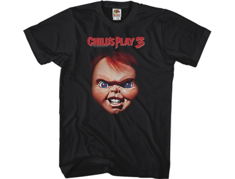 Camiseta Unisexo DEEPSTONE Chucky's Face Child's Play 3 Negro (M)