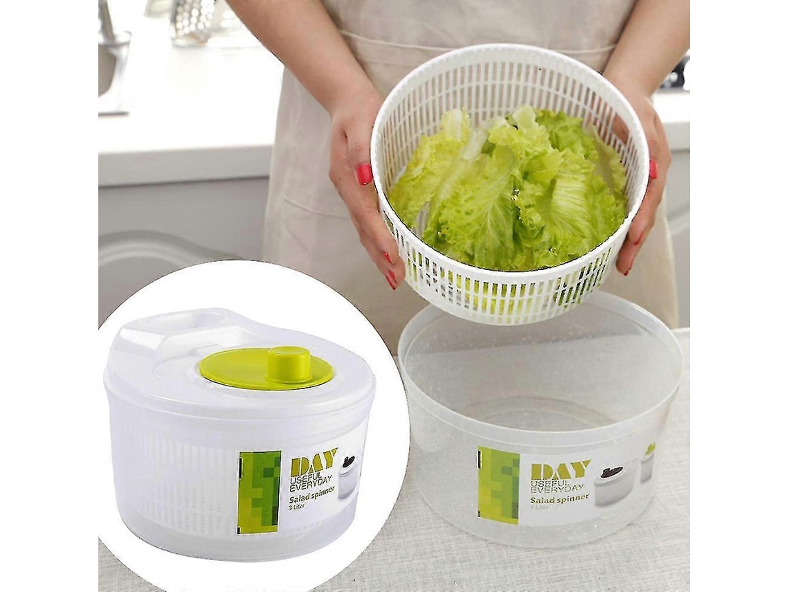 Centrifugadora de ensalada multifuncional de alta capacidad, escurridor de hojas y frutas para la cocina, con recipiente de drenaje.