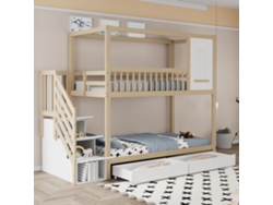 Litera Infantil De 90x200 Cm, Fabricada En Madera Maciza Con Diseño De Casita, Ventanas Y Cajones Para Almacenamiento.