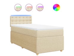 Maison Exclusive - Cama Box Spring Con Colchón Tela Color Crema 100x200 Cm