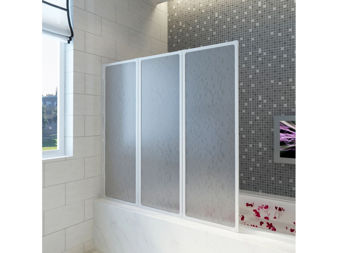 Panel de vidrio plegable para bañera (3 piezas, 141 x 132 cm), DKD HOME DECOR