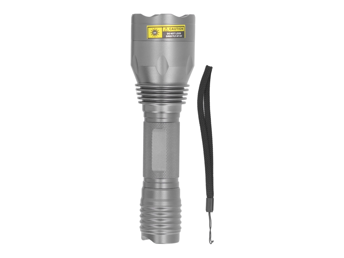 Linterna UV portátil modelo 2026 de aleación de aluminio con LED de 365 nm, color negro, para la detección de documentos falsificados.
