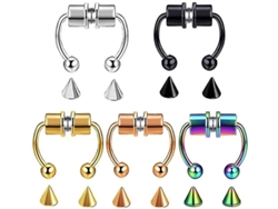 5 Aros De Nariz Falsos De Acero Inoxidable Magnético Pendientes De Herradura Para Mujer Y Hombre
