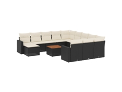 Maison Exclusive - Set De Sofás De Jardín Y Cojines 13 Pzas Ratán Sintético Negro