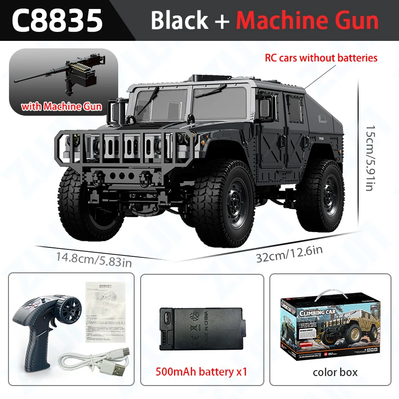 (negro) Coche De Juguete De Simulación Todoterreno 4x4 Con Control Remoto A Escala 1:14 Y 2.4g