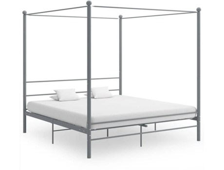 vidaXL Estructura de cama con dosel metal gris 200x200 cm