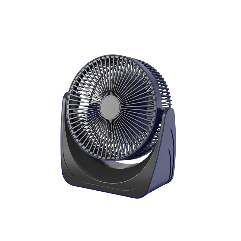 (azul (com Bateria)) Ventilador De Mesa/ar Condicionado Portátil Ajustável Em 360° Com Usb, 5 Velocidades De Vento, Pás De 20 Cm E Luz Noturna.