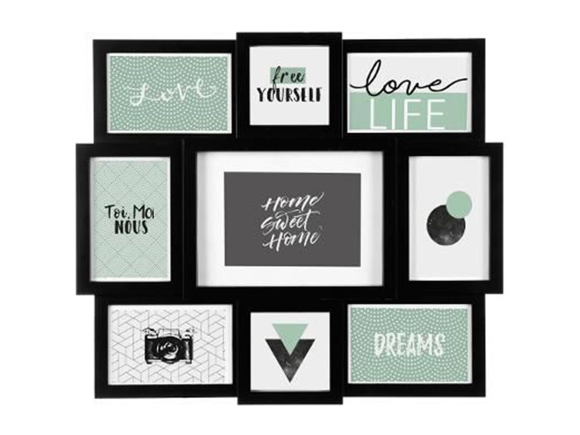 Marco decorativo para pared - 9 fotos color negro WELLHOME