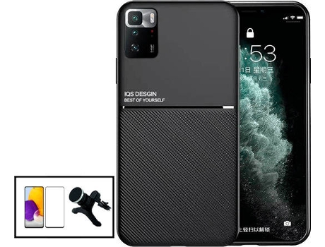 Kit Funda Magnetic Lux, 5D Full Cover y Soporte Magnético de Coche Reforzado Xiaomi Poco X3 GT PHONECARE Negro