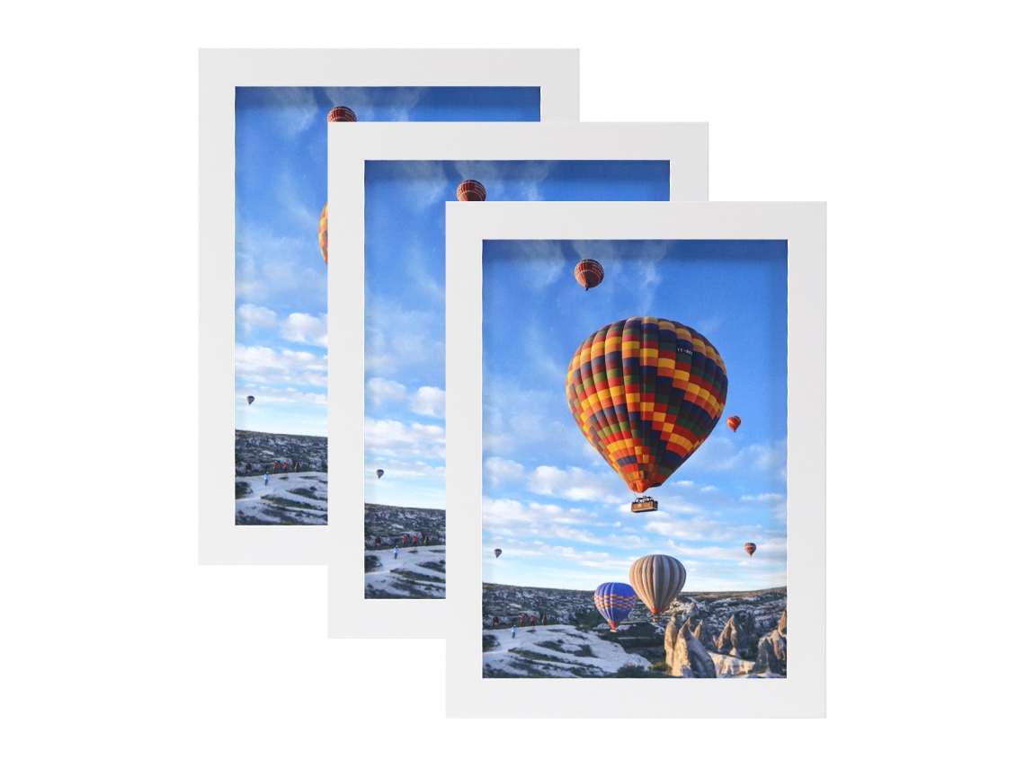 Juego de 3 marcos de fotos de madera Panoona (10x15cm) Blanco