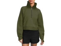 2026-sudadera Con Forro De Felpa Para Mujer Ilwhe Manga Larga Cremallera 1/2 Bolsillo Canguro Otoño Invierno