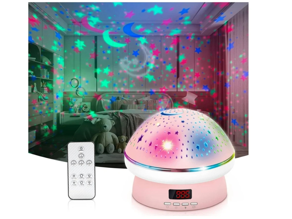 Proyector de luz nocturna de estrellas para habitación infantil con temporizador y control remoto, lámpara de noche con 8 opciones de color y 3 niveles de brillo Bestvite