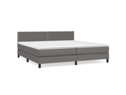 Maison Exclusive - Cama Box Spring Con Colchón Cuero Sintético Gris 200x200 Cm