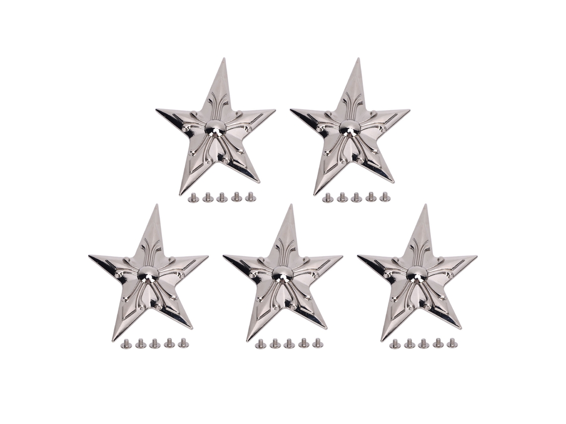 5 Juegos De Remaches De Estrella De 5 Puntas Plateados De 65x92 Mm Con Tornillos De Cruz De 4,5 Mm Para Cuero.