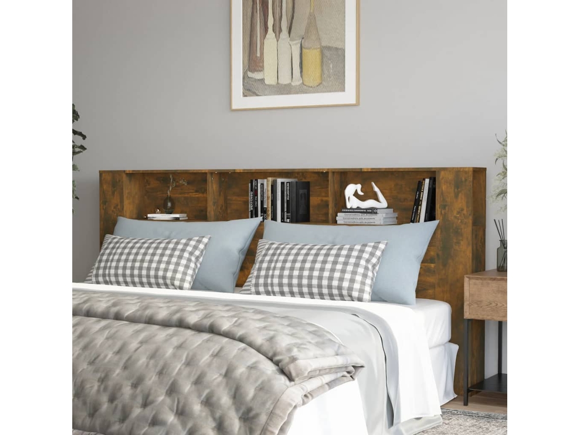 Mueble Cabecero Color Roble Ahumado 220x18,5x104,5 Cm