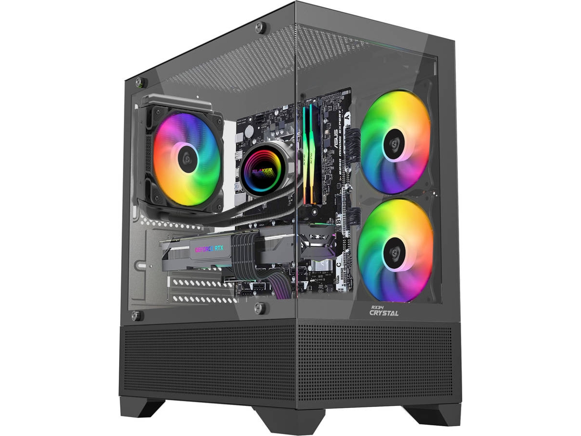 Caja M-ATX GAMING SLAYER RX34 CRYSTAL con Panel Lateral (Cristal Templado - 2 Ventiladores)