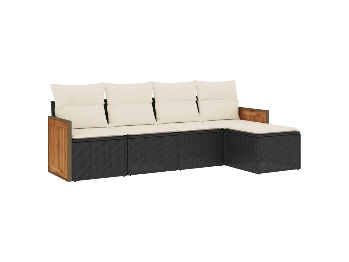 Maison Exclusive - Set De Muebles De Jardín 5 Pzas Y Cojines Ratán Sintético Negro