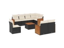 Maison Exclusive - Set De Sofás De Jardín 8 Piezas Y Cojines Ratán Sintético Negro