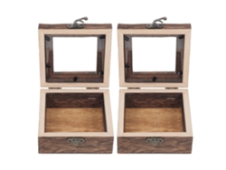 Juego De 2 Vitrinas Para Insectos En Madera De Paulownia Carbonizada, 10x10x4,5 Cm