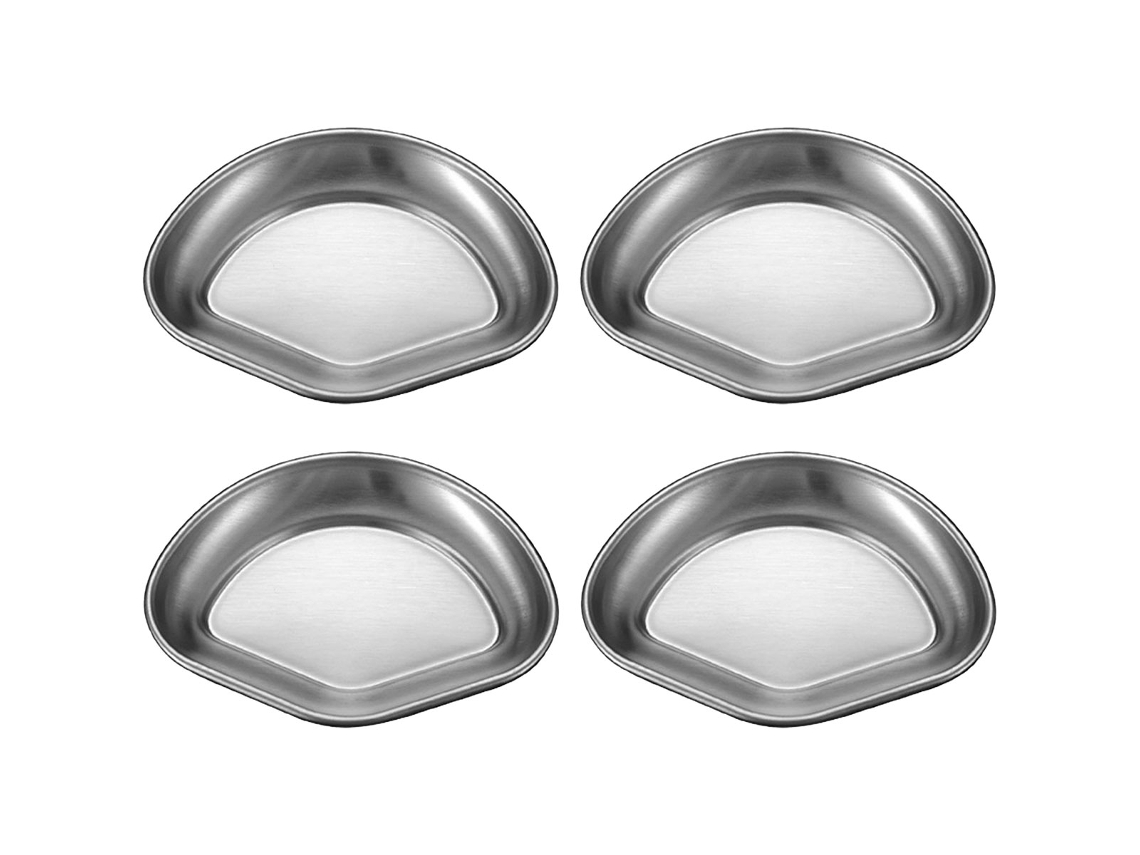 Juego de 4 platos para servir de acero inoxidable, poligonales MEOIRUERY